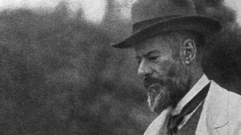 Schwarz-weiß Foto des Soziologen Max Weber in Lauenstein / im Jahr 1917.