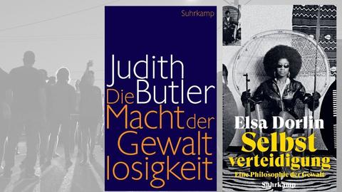 Hintergrundbild: Proteste gegen Rassismus in Los Angeles Vordergrund: Zwei Buchcover