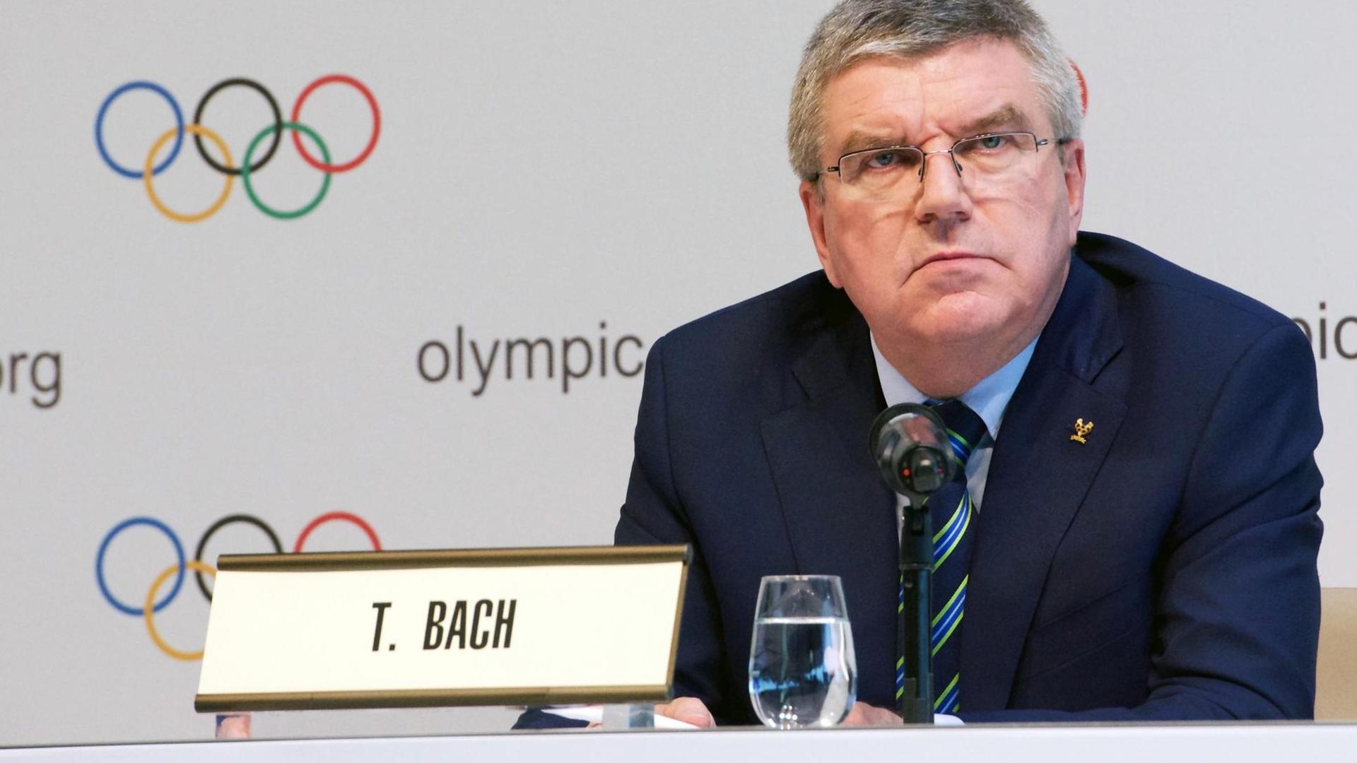 IOC-Präsident Thomas Bach bei einer Pressekonferenz.