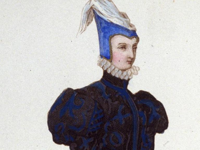 Porträt der französischen Dichterin Louise Labbé oder Labé (ca. 1524-1566) in Form eines Kupferstichs von 1830. Porträt der französischen Dichterin Louise Labbé oder Labé (ca. 1524-1566) in Form eines Kupferstichs von 1830.