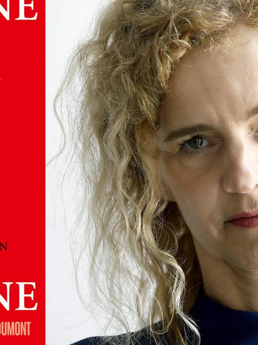 Buchcover: Delphine de Vigans "Nach einer wahren Geschichte", rechts: die Autorin selbst.
