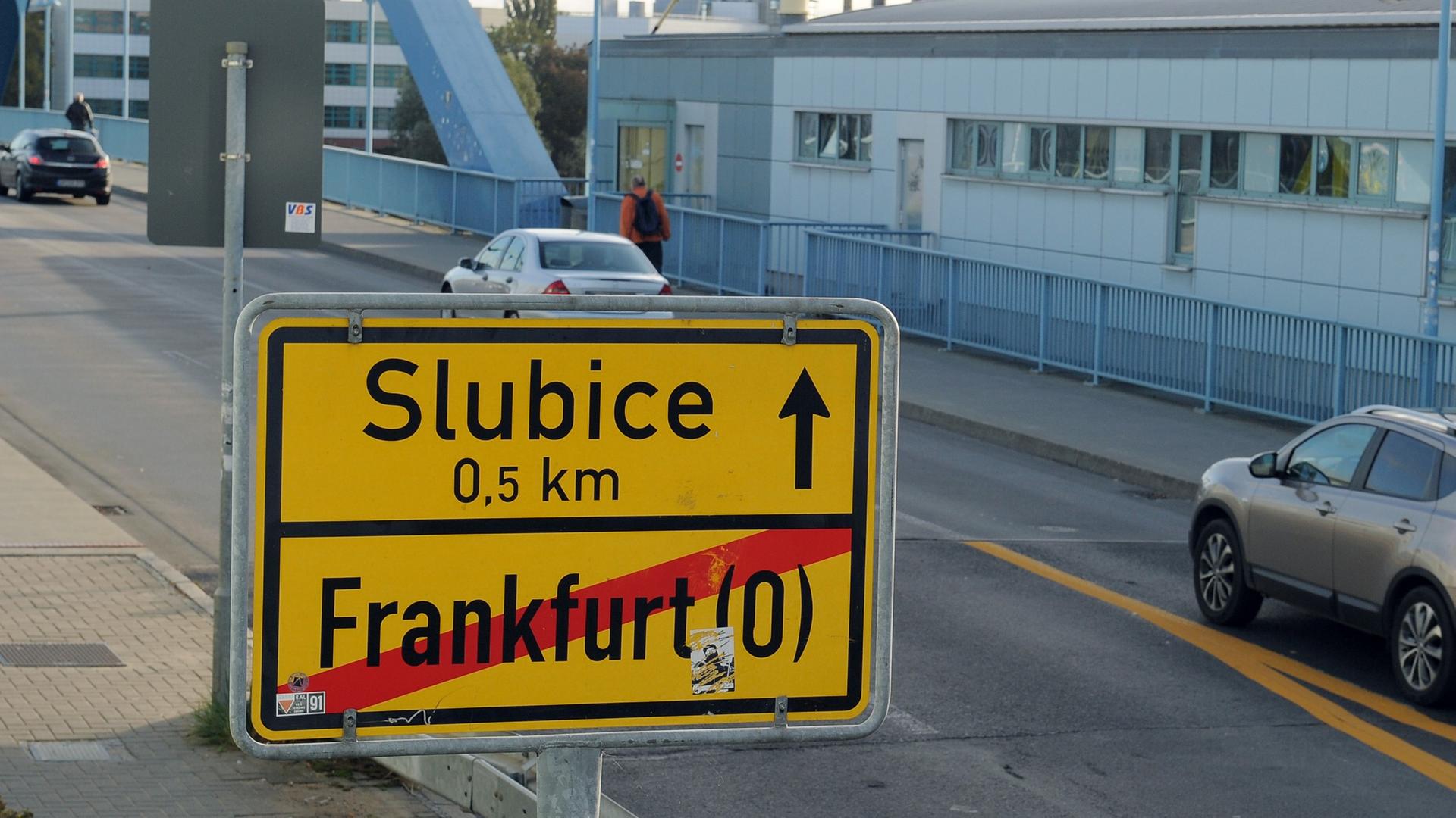 Die Grenze zwischen dem deutschen Frankfurt (Oder) und dem polnischen Slubice.