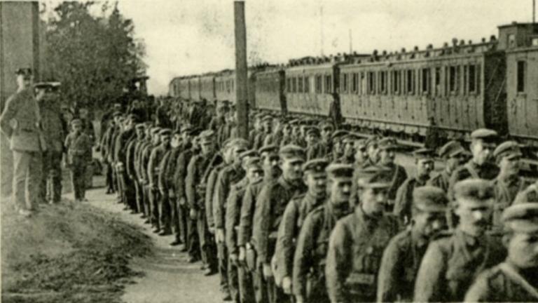Ankunft des 4. griechischen Armeekorps in Görlitz am 28. September 1916.