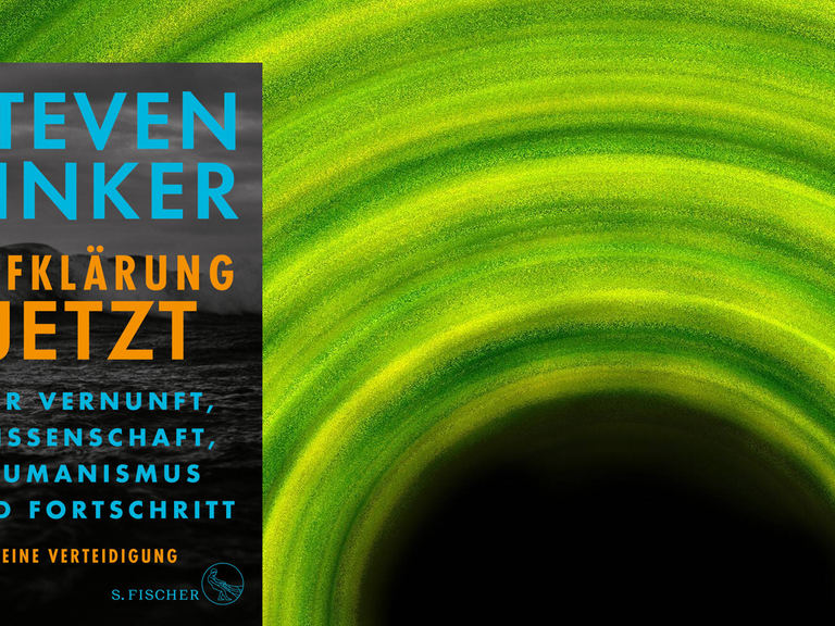 Cover von Steven Pinker "Aufklärung jetzt"; im Hintergrund ist ein grün umrandetes schwarzes Loch zu sehen