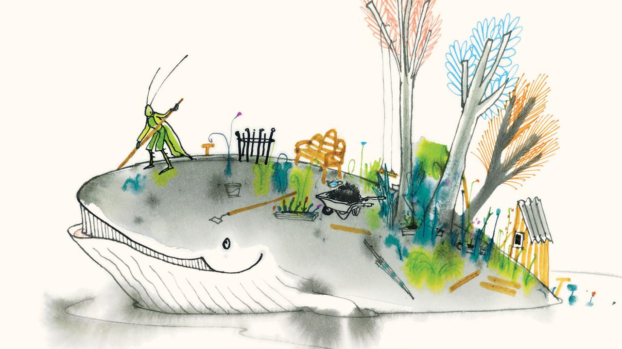 Illustration von Annemarie van Haeringen aus dem Buch "Ein Garten für den Wal" von Toon Tellegen