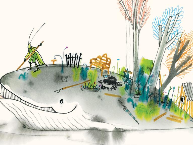 Illustration von Annemarie van Haeringen aus dem Buch "Ein Garten für den Wal" von Toon Tellegen