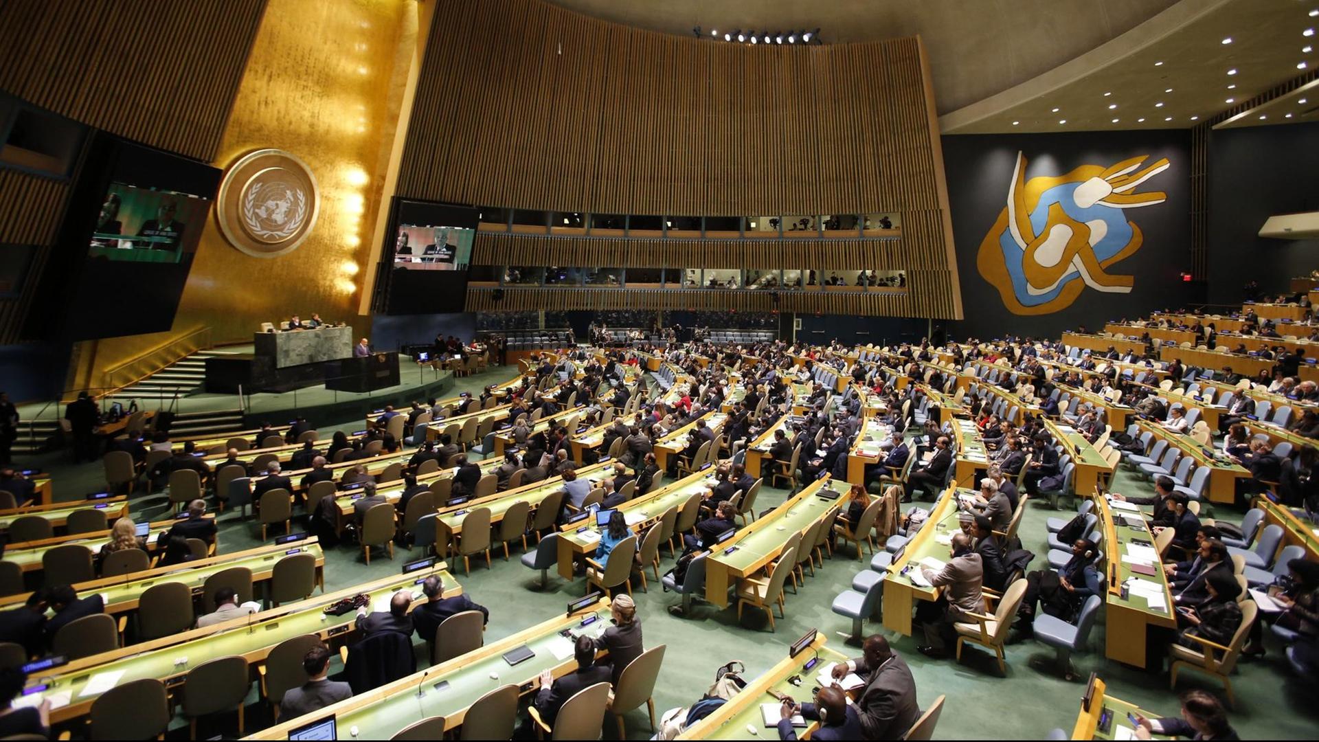 Das Foto zeigt die UNO-Vollversammlung, hier am 21. Dezember 2017.