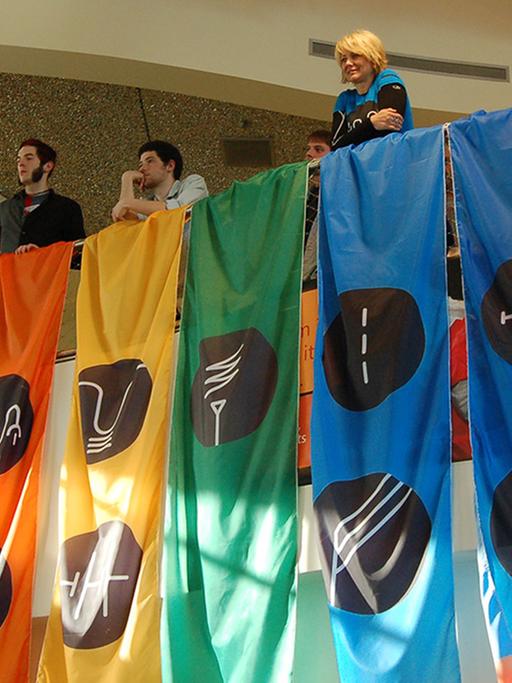 Banner im Funkhaus an der Nalepastraße im Berliner Bezirk Treptow-Köpenick beim 10. Music Tech Fest