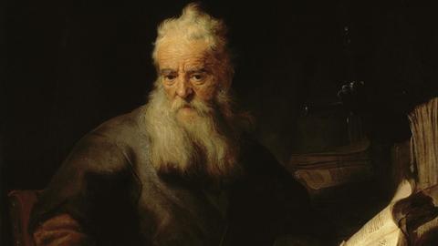 Reproduktion des historischen Gemäldes: “Der Apostel Paulus”, Rembrandt, um 1630, Kunsthistorisches Museum Wien.