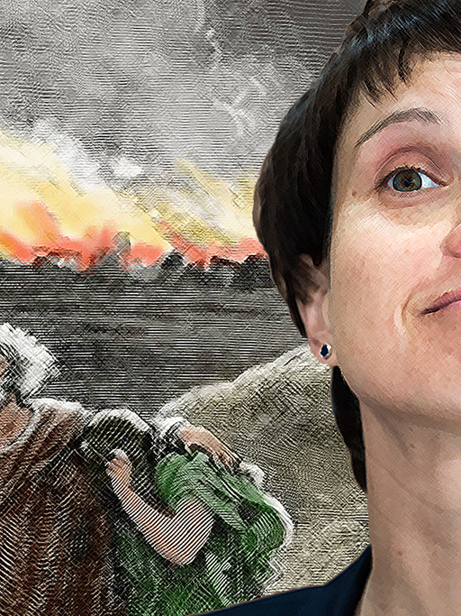 Ein Bildnis der Zerstörung von Sodom und Gomorra - und AfD-Politikerin Frauke Petry.