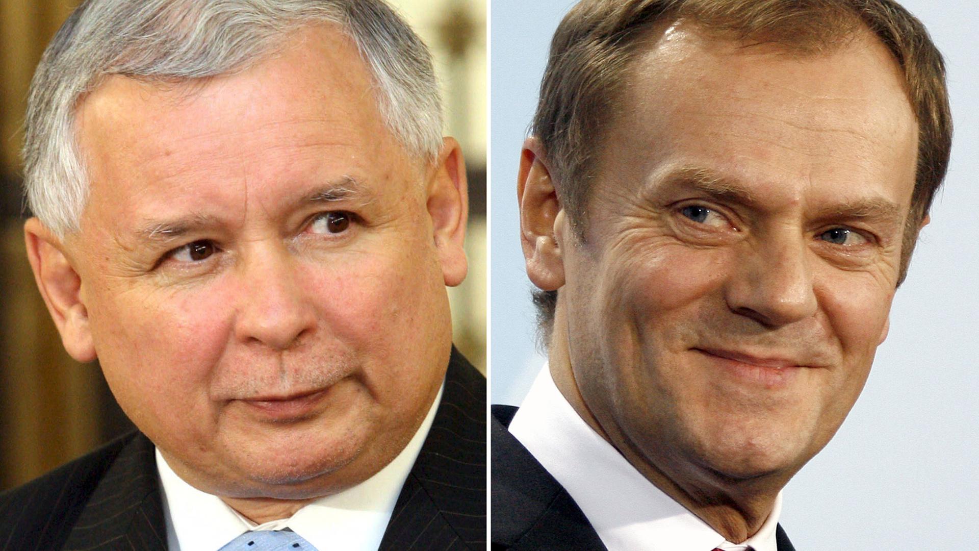 Der polnische PiS-Politiker Jaroslaw Kaczynski und der liberal-konservative Pole Donald Tusk - Tusk ist seit 2014 Präsident des Europäischen Rates.