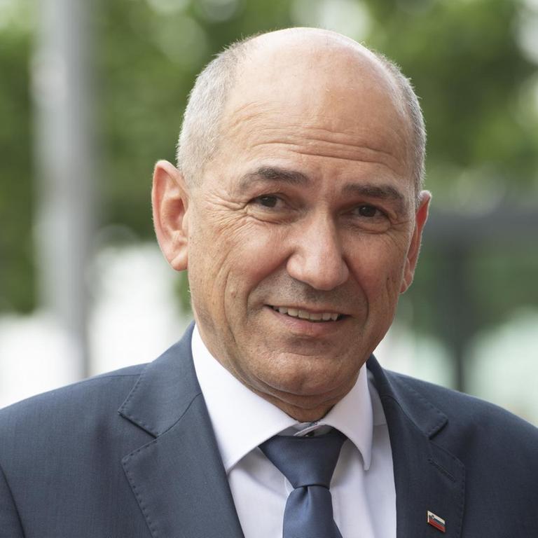 Der slowenische Ministerpräsident Janez Jansa. Am 1. Juli 2021 hat Slowenien den Vorsitz im Rat der Europäischen Union übernommen