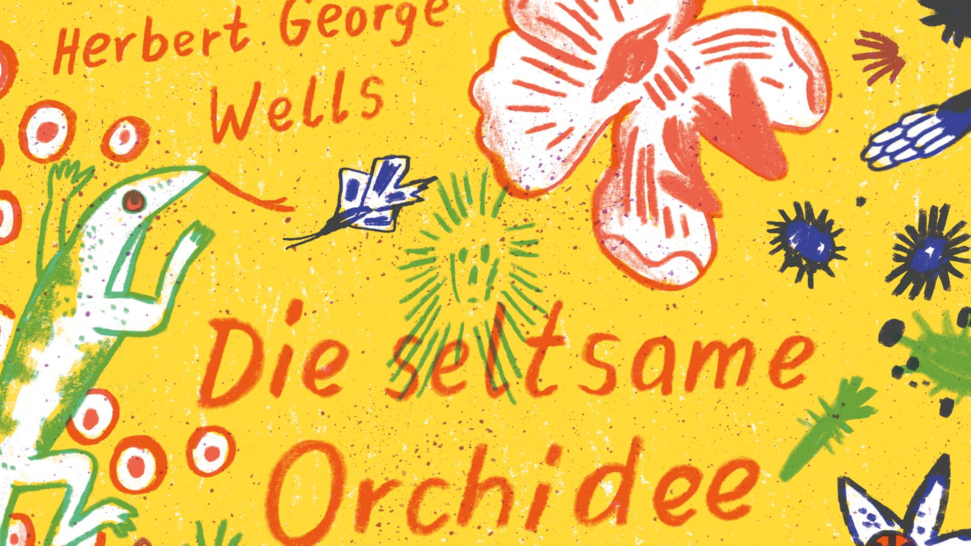 Ausschnitt aus dem Buchcover: H. G. Wells Erzählung "Die seltsame Orchidee" mit Zeichnungen von Katja Spitzer.