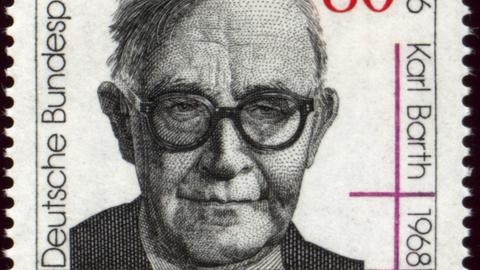 Der Schweizer Theologe Karl Barth auf einer Briefmarke der Deutschen Bundespost