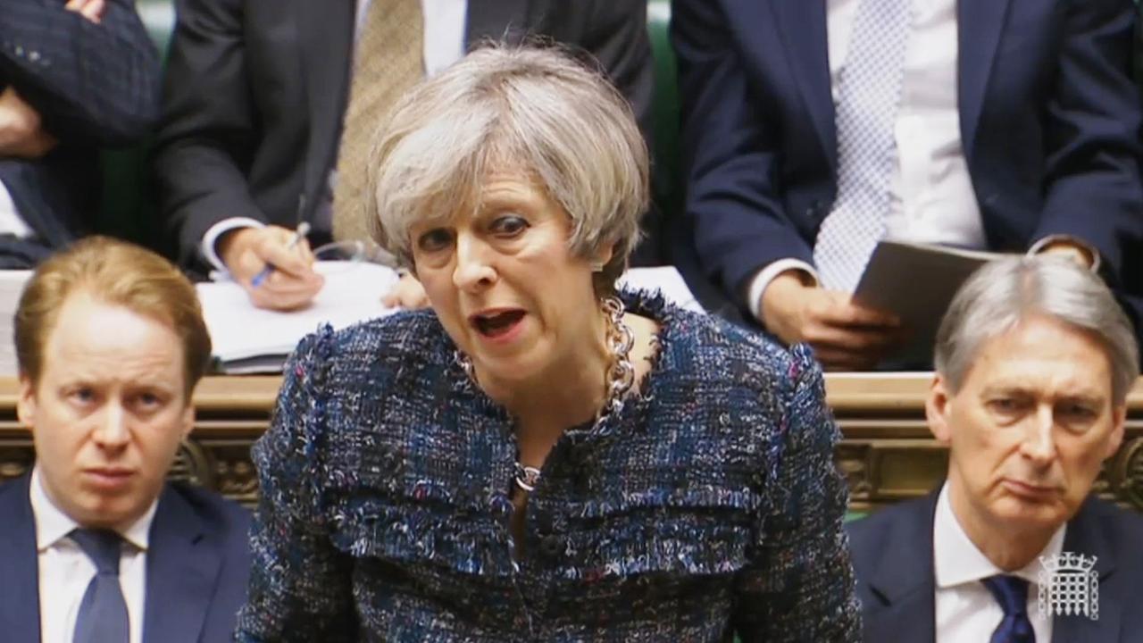 Das Videostandbild zeigt die britische Premierministerin Theresa May während der Fragestunde am 08.02.2017 im britischen Unterhaus in London (Großbritannien) kurz vor der der entscheidende Abstimmung.