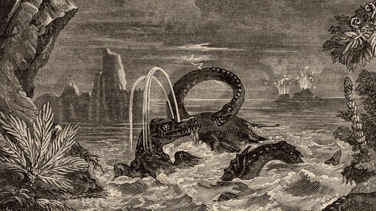 Dinosaurer in der Vorstellungswelt des 19. Jahrhunderts - Illustration von 1881.