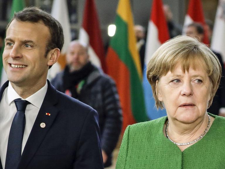 Der französische Präsident Emmanuel Macron und die deutsche Bundeskanzlerin Angela Merkel, Ende Februar 2018 in Brüssel