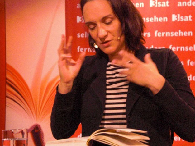Die Schriftstellerin Terézia Mora auf der Frankfurter Buchmesse