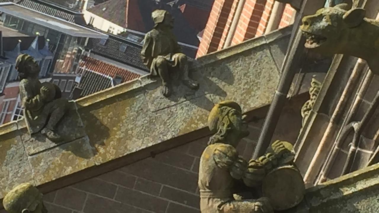 Skulpturen auf dem Dach der Sin Jans Kathedrale in 'S-Hertogenbosch.