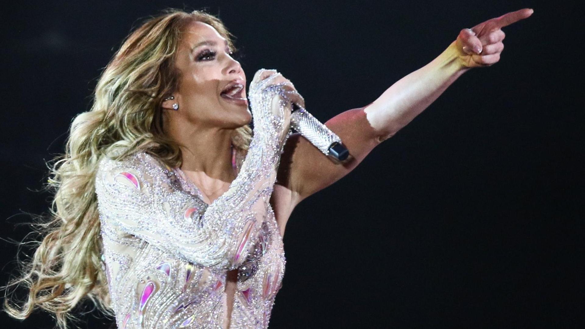 US-Sängerin Jennifer Lopez bei ihrem Konzert in Moskau am 4. August 2019. .