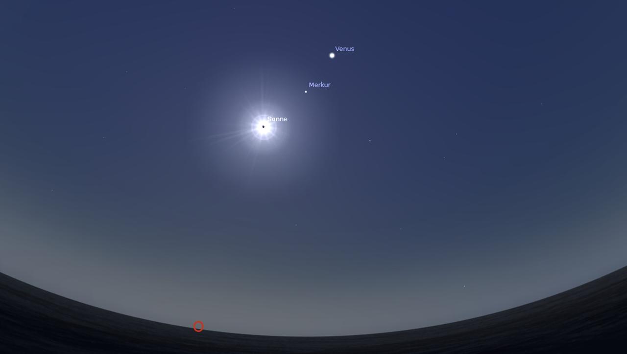 Über Teilen Indonesiens zeigt sich morgen die total verfinsterte Sonne mit Merkur und Venus.