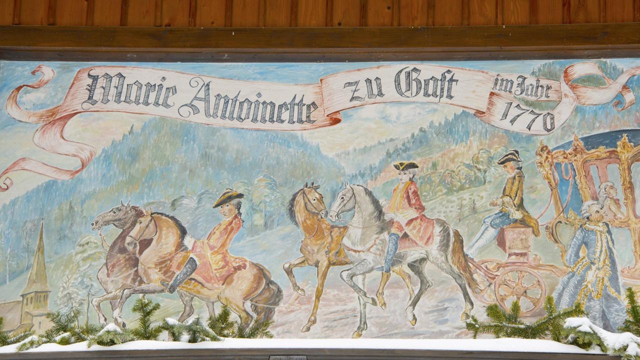 Ein Wandgemälde im Schwarzwald: "Marie Antoinette zu Gast im Jahr 1770"