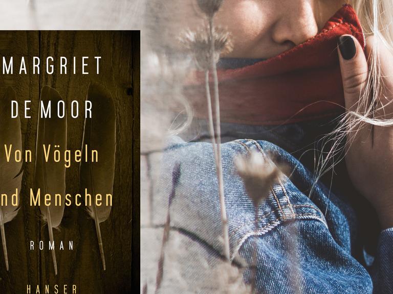 Cover von Margriet De Moors Roman "Von Vögeln und Menschen", im Hintergrund ist eine junge Frau zu sehen.