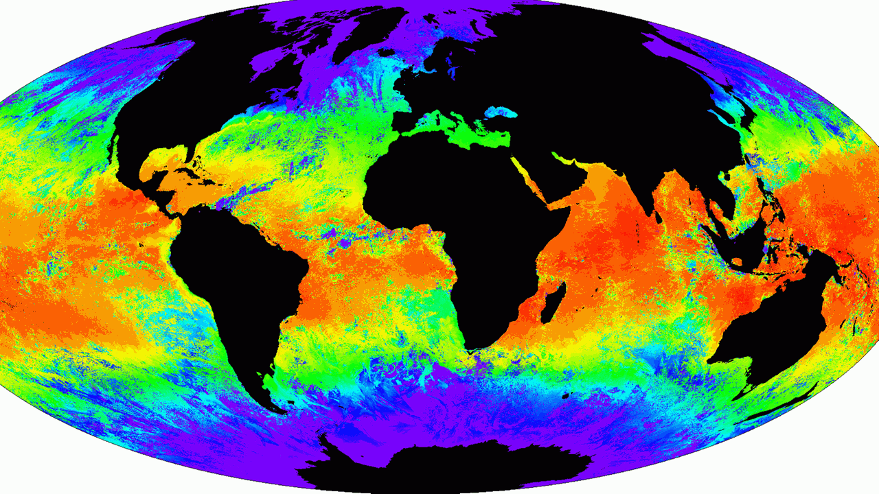Satelliten messen die Temperatur des Oberflächenwassers der Meere