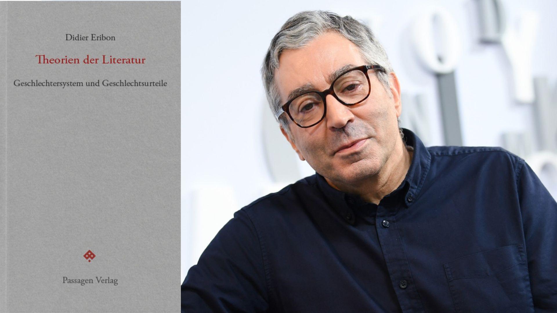 Zu sehen ist der Autor Didier Eribon und das Cover seines Buches "Theorien der Literatur".