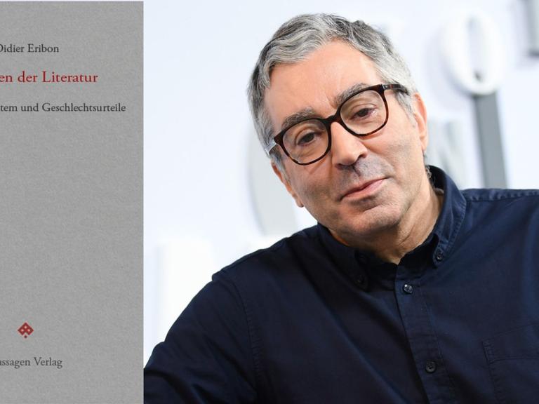Zu sehen ist der Autor Didier Eribon und das Cover seines Buches "Theorien der Literatur".
