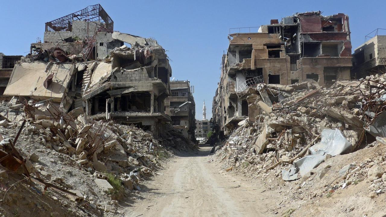 Das zerstörte und bis Mai umkämpfte Viertel Yarmouk am Rand von Damaskus