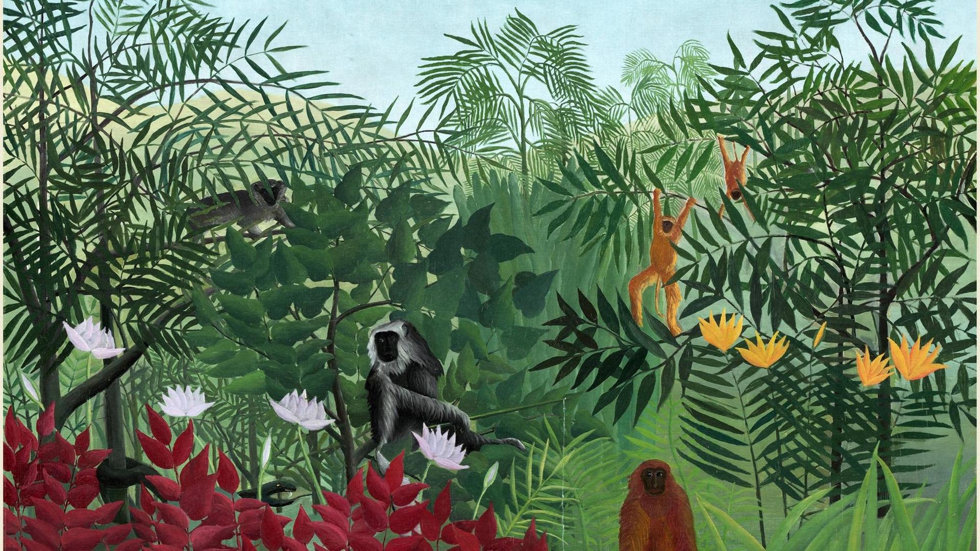 Henri Rousseau, "Tropischer Wald mit Affen", 1844-1910, 1910, Öl auf Leinwand