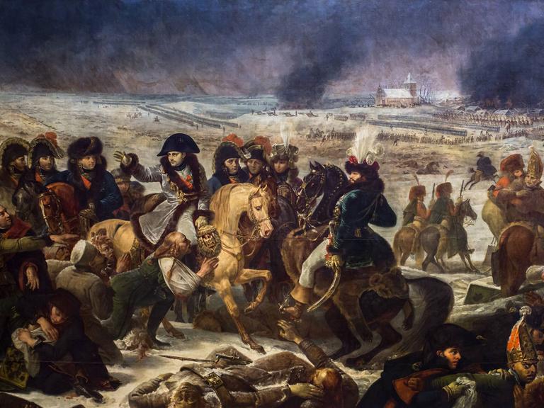 Gemälde: Napoleon bei der Schlacht von Eylau 1807.
