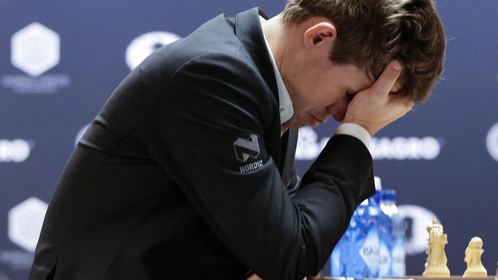Magnus Carlsen bei der Schach-Weltmeisterschaft 2016 gegen Sergej Karjakin in New York.