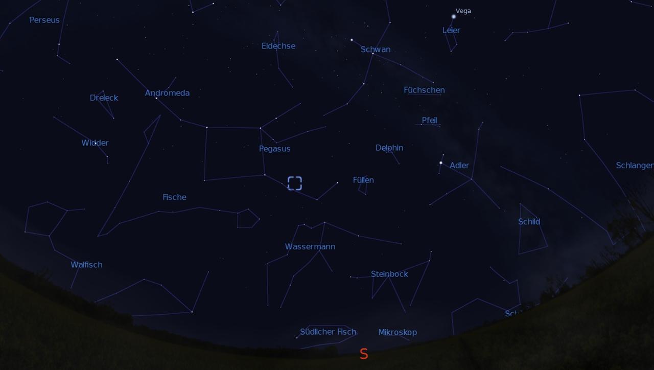 Der Quasar CTA-102 befindet sich im Sternbild Pegasus und steht gegen Mitternacht am Südhimmel