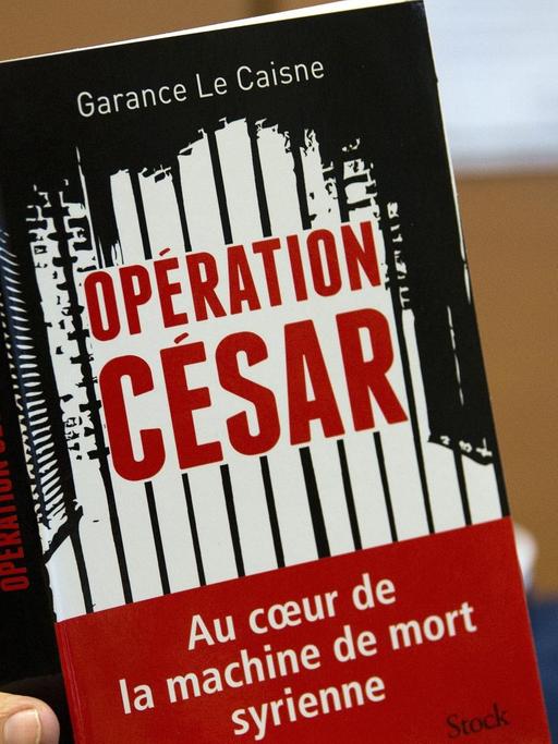 Ein Mann liest das Buch "Codename Caesar" von Garance Le Caisne. Eine Recherche über die Foltermethoden des syrischen Regimes. Baschar al-Assad Syrien Militärfotograf