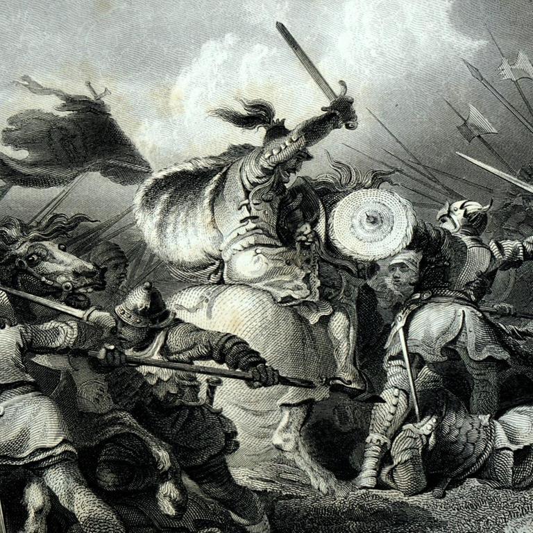 Eine bildliche Darstellung der Schlacht von Hastings am 14. Oktober 1066 zwischen Normannen und Angelsachsen.