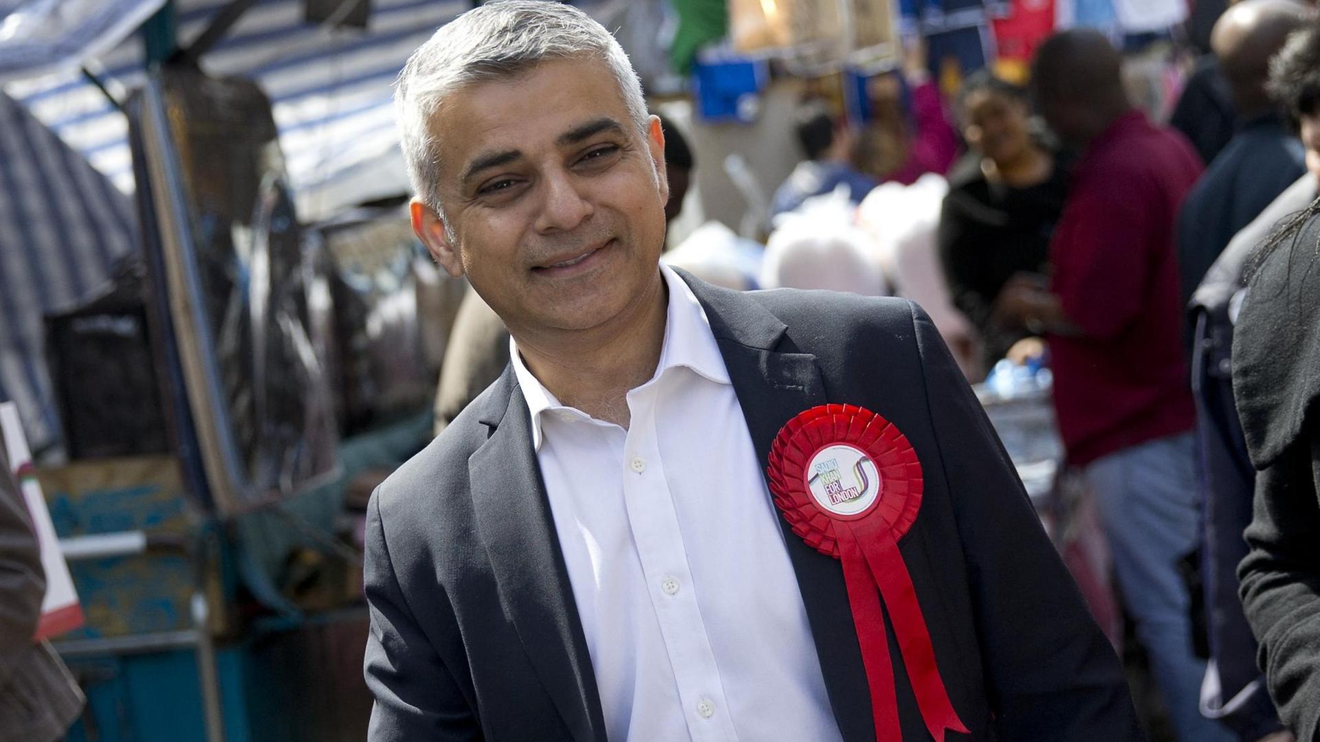 Sadiq Khan, Labour-Kandidat zur Bürgermeisterwahl in London auf einer Wahlkampf-Veranstaltung am Vorabend der Abstimmung