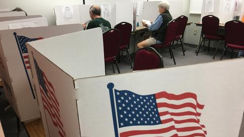 Vorzeitige Stimmabgabe in Eau Claire, Wisconsin, für die Präsidentschaftswahl 2016.