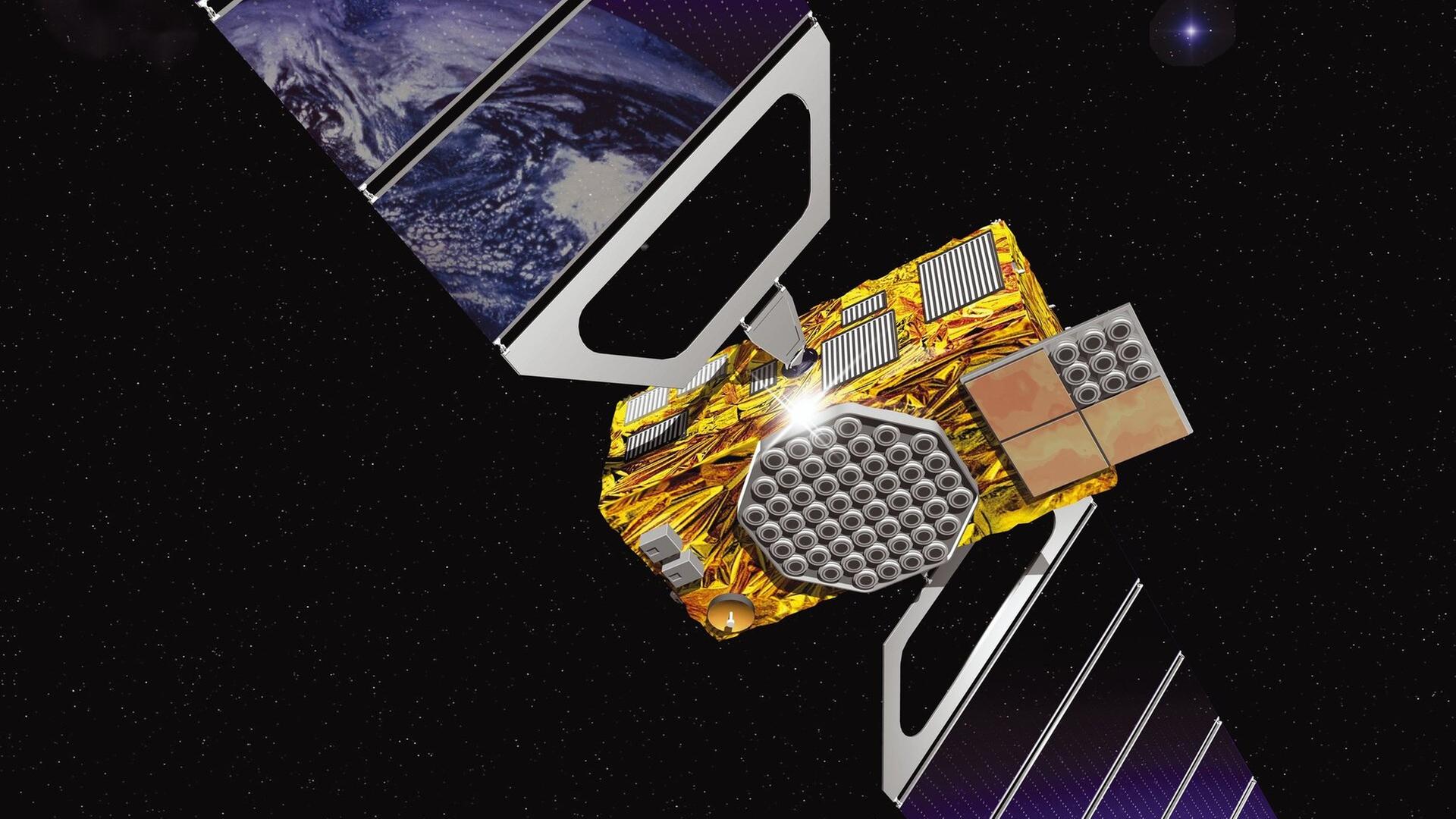 Ein Galileo-Satellit im All (Animation)