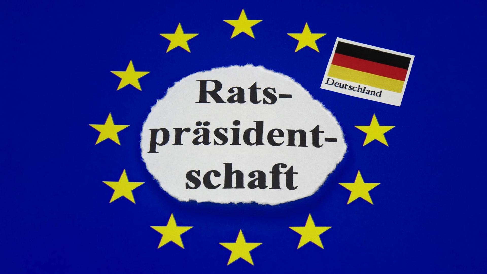 Die Deutschland-Fahne und die Fahne von der Europäischen Union