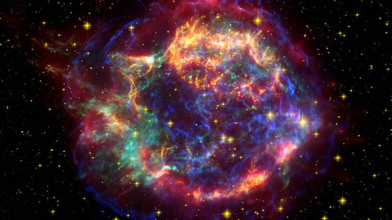 CasA, der Überrest einer Supernova-Explosion, beobachtet vom Spitzer-Teleskop