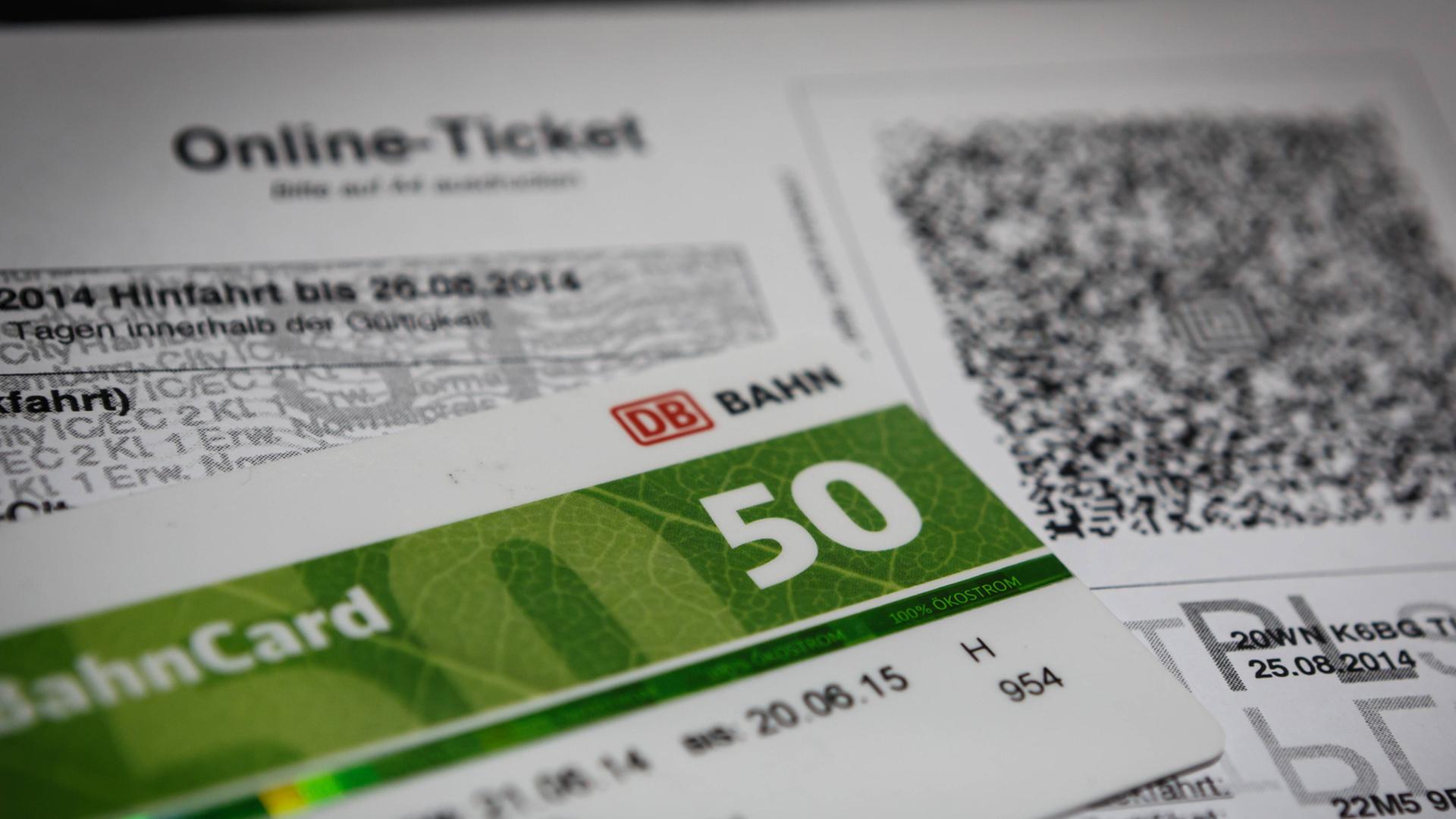 Online-Ticket und Bahncard