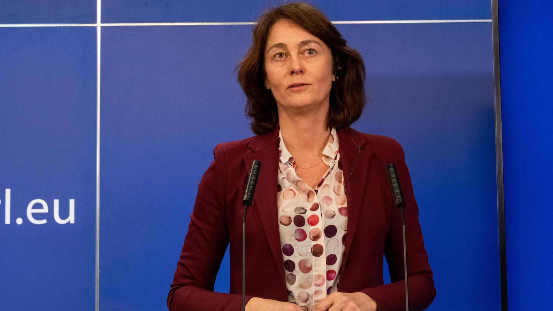Die Vizepräsidentin des EU-Parlaments, Katarina Barley (SPD) während einer Pressekonferenz im Dezember 2020