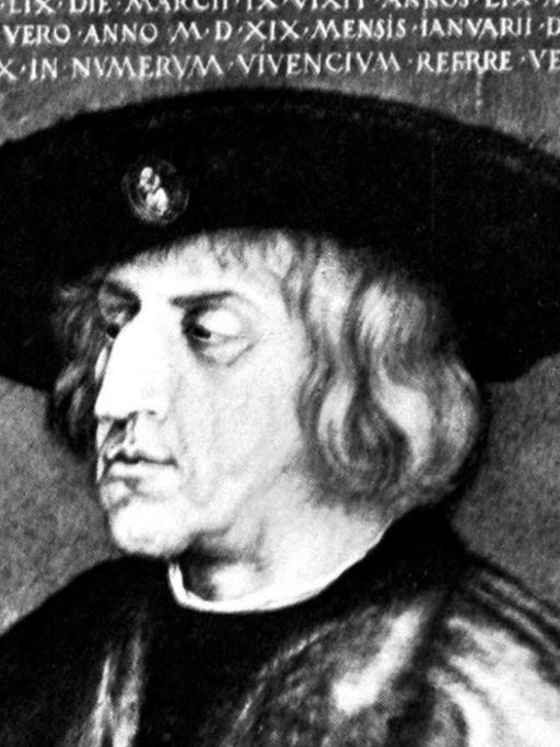 Das letzte Porträt von Kaiser Maximilian I. (1459-1519), im Sommer 1518 von dem von ihm geförderten Albrecht Dürer geschaffen. |
