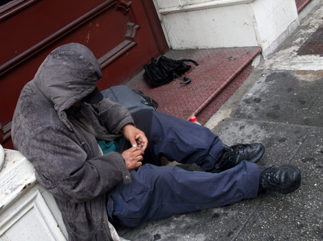Ein Obdachloser in den USA, New York