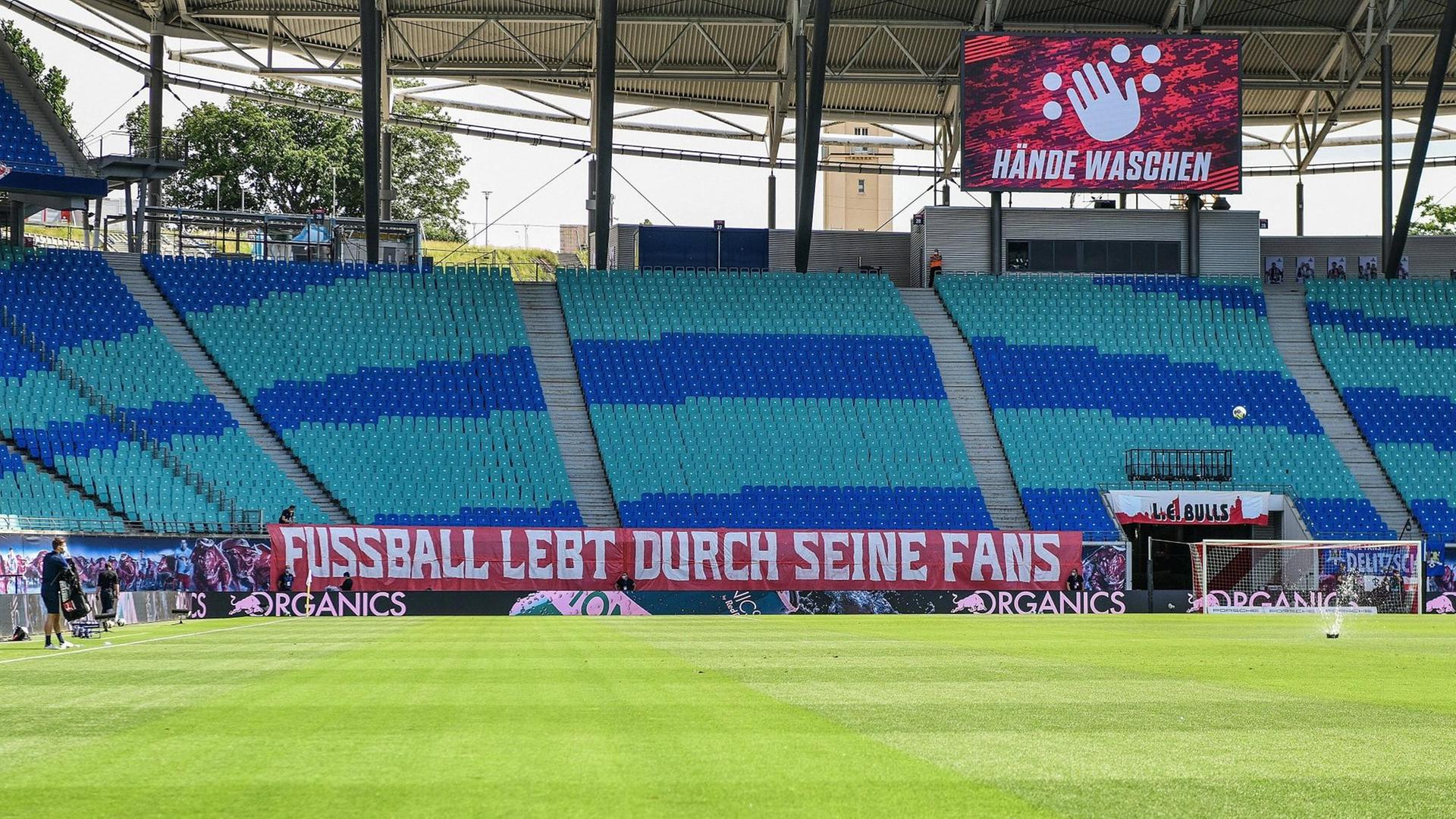 Das Stadion von RB Leipzig vor dem Geisterspiel gegen Borussia Dortmund.