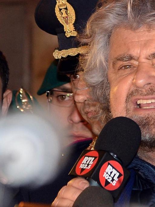 Beppe Grillo, italienischer Komiker und Politiker, der in Italien die "Fünf-Sterne-Bewegung" gründete.