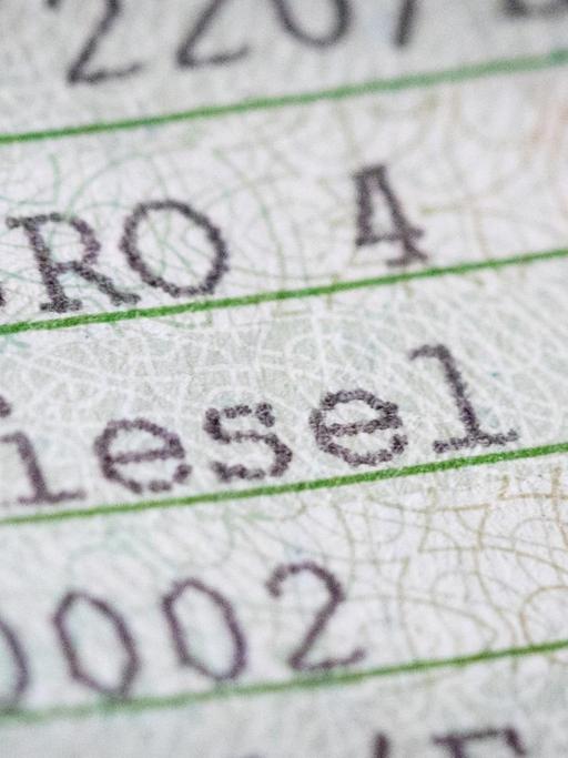 Ein Hinweis auf die "Euro 4"-Norm und "Diesel" ist in einem Fahrzeugschein zu sehen.