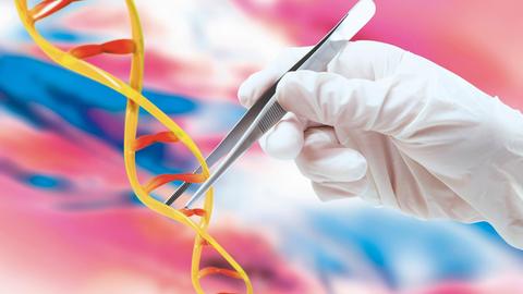 DNA-Strang festgehalten von einer Pinzette